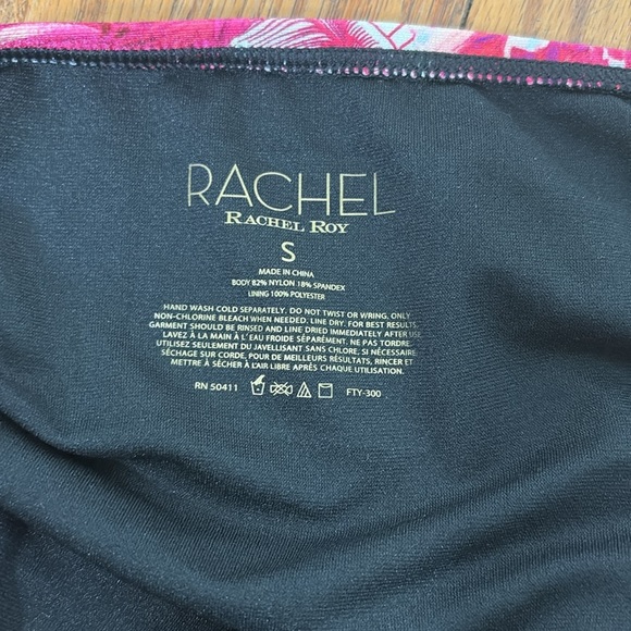 Rachel Roy Ruched-Side Bikini Bottoms Black Pink Floral Small NWT - Picture 6 of 7